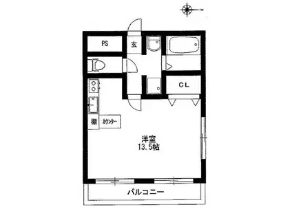 グランドール姫路(ワンルーム/2階)の間取り写真