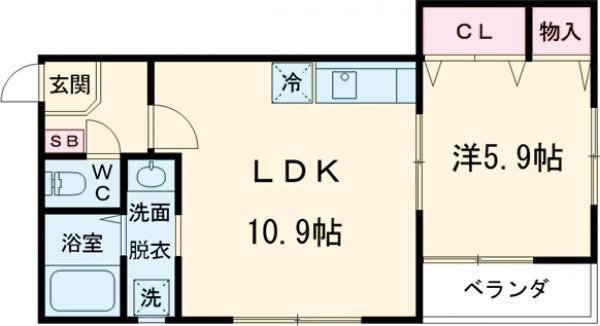 FLEUR(1LDK/1階)の間取り写真