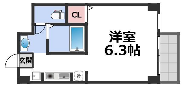 COURT GIN(1K/3階)の間取り写真