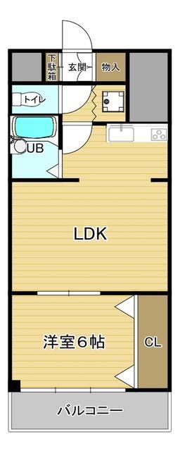 千住元町グリーンハイツ(1LDK/1階)の間取り写真