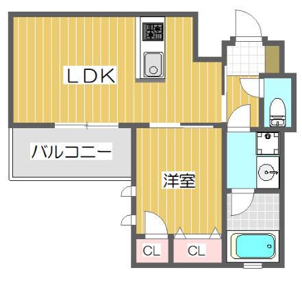 ウェルスクエア都島(1LDK/4階)の間取り写真