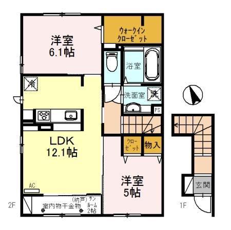 MADRIDII(2DK/2階)の間取り写真