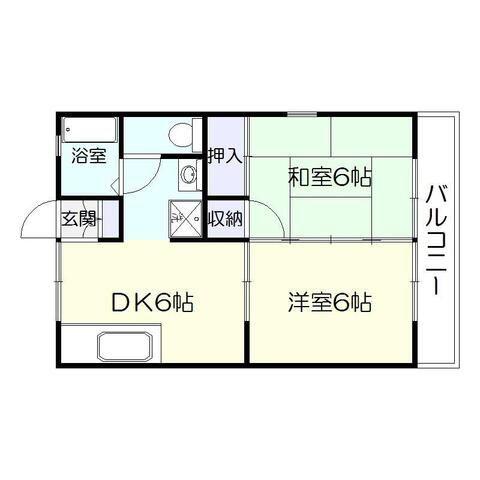 セジュールかんのかど B棟(2DK/2階)の間取り写真