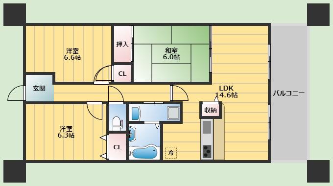 ボヌール千里中央弐番館(3LDK/4階)の間取り写真