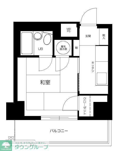 シティハイツ大井町(1K/4階)の間取り写真