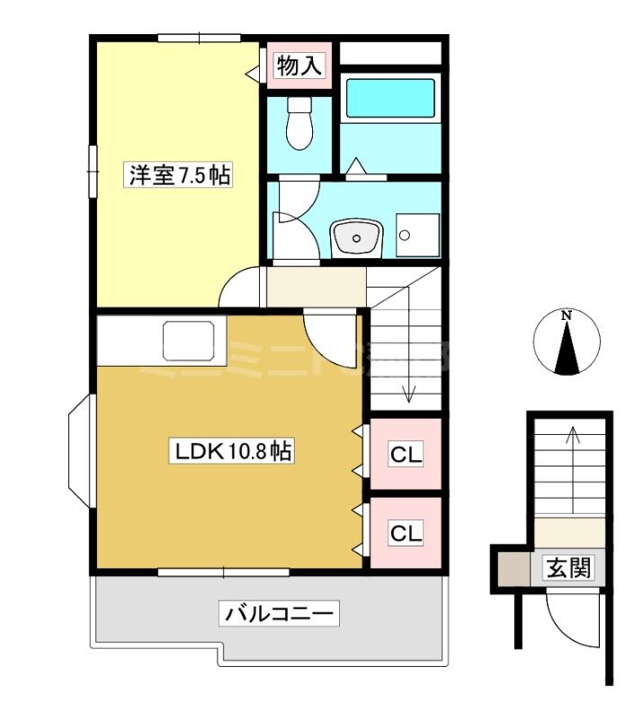 ハイステージIS(1LDK/2階)の間取り写真