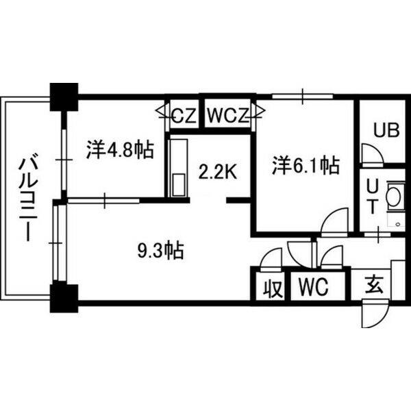 PRIME URBAN北3条通(2LDK/5階)の間取り写真