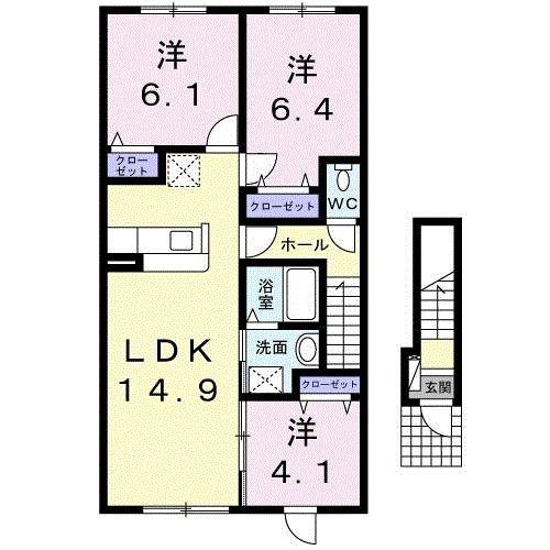 アリ・ビラ(3LDK/2階)の間取り写真