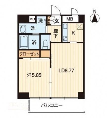 アルファレガロ錦町(1LDK/3階)の間取り写真