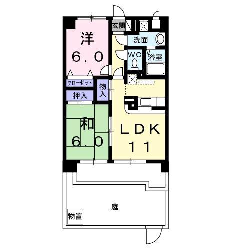 ヴェルドミール藤倉(2LDK/1階)の間取り写真