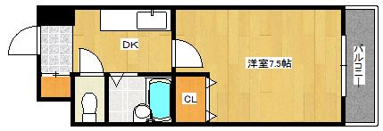 セレッソ竹原(1DK/6階)の間取り写真