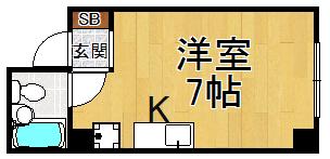 フォセット宝塚(ワンルーム/2階)の間取り写真