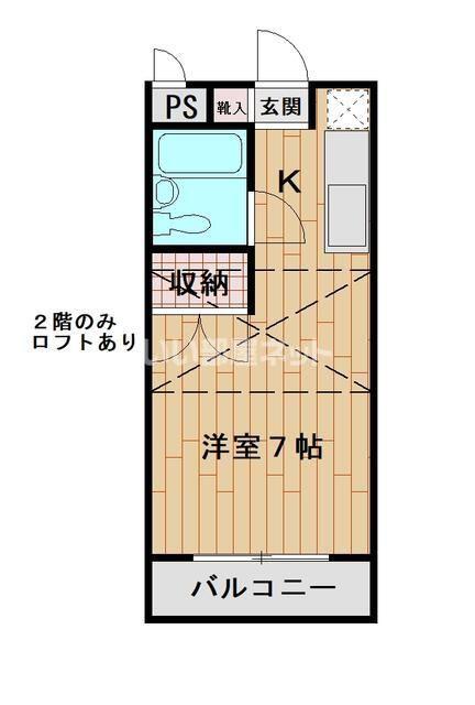 10スポット(ワンルーム/2階)の間取り写真