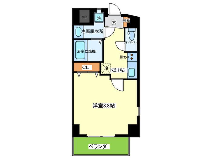 グランツ寝屋川(1K/3階)の間取り写真
