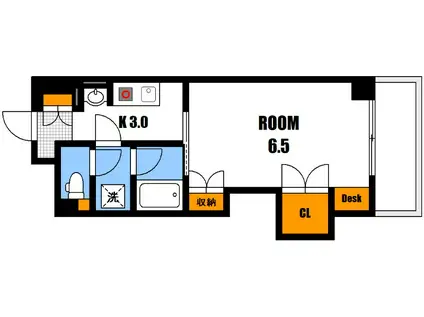 KSB 祇園(1K/2階)の間取り写真