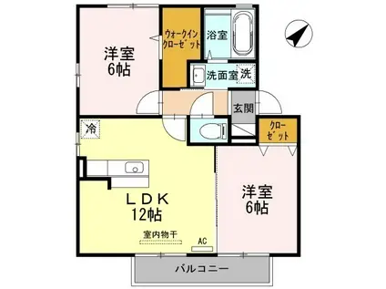 サン リジエールC棟(2LDK/2階)の間取り写真