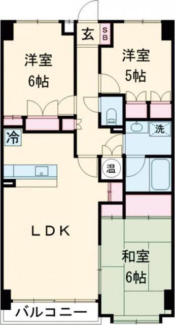 厚木・コアラマンション(3LDK/2階)の間取り写真
