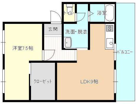 キブネハイツ(1LDK/3階)の間取り写真