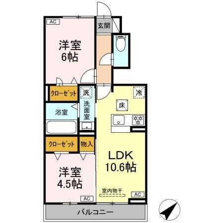 ブルースター(2LDK/1階)の間取り写真