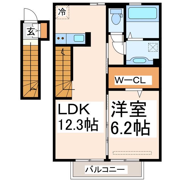 セジュール池亀町B棟(1LDK/1階)の間取り写真