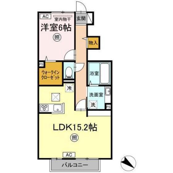 ザルツブルグ中林(1LDK/1階)の間取り写真