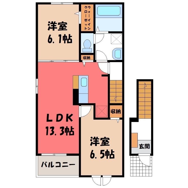福居グランドテラス(2LDK/2階)の間取り写真