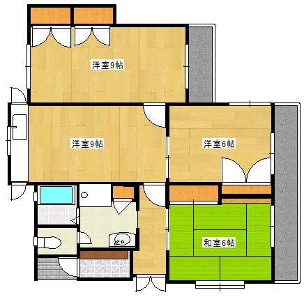ヒルサイドテラス不動院(3LDK/2階)の間取り写真