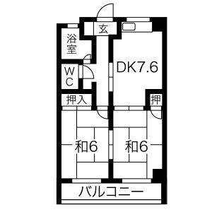 第2水山マンション(2DK/4階)の間取り写真