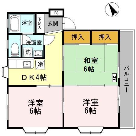 パレドゥ大淀(3DK/3階)の間取り写真