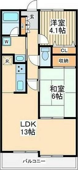 グランディ大和(2LDK/3階)の間取り写真