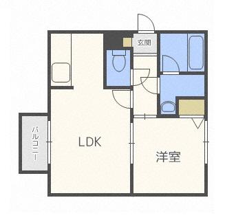 オルセー厚別中央IIB棟(1LDK/4階)の間取り写真