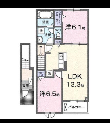 サンディ ココ(2LDK/2階)の間取り写真
