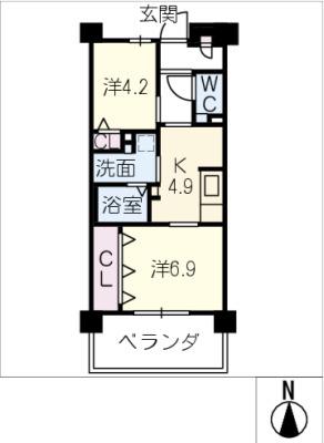 ココドール鳴子(2K/4階)の間取り写真