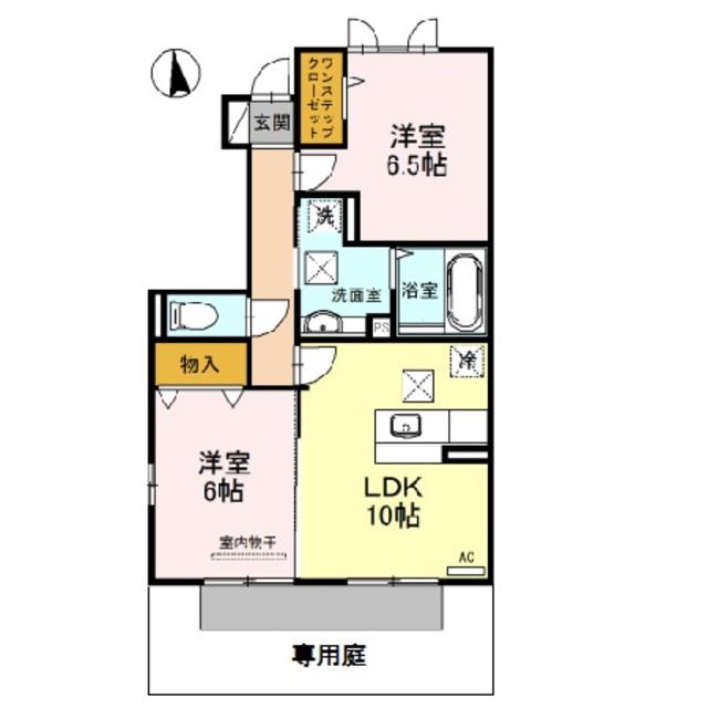 D-ROOMシルクマムB(2DK/1階)の間取り写真