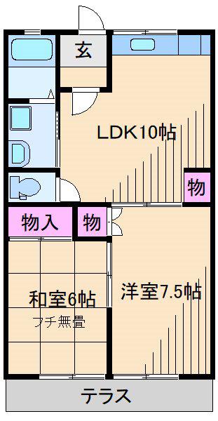 第二石川ハイム(2LDK/1階)の間取り写真