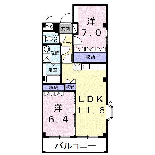 サンフィット(2LDK/2階)の間取り写真