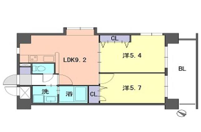 DUO FEEL福岡東(2LDK/10階)の間取り写真