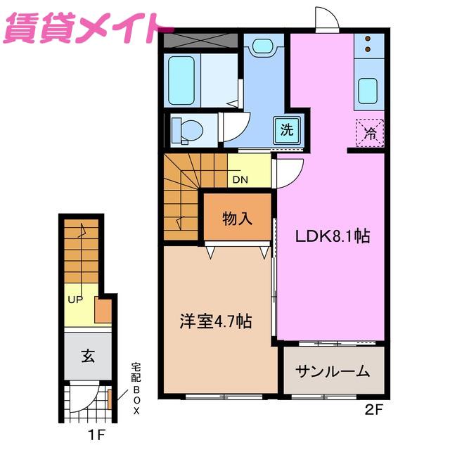 ベルクレイン(1LDK/2階)の間取り写真