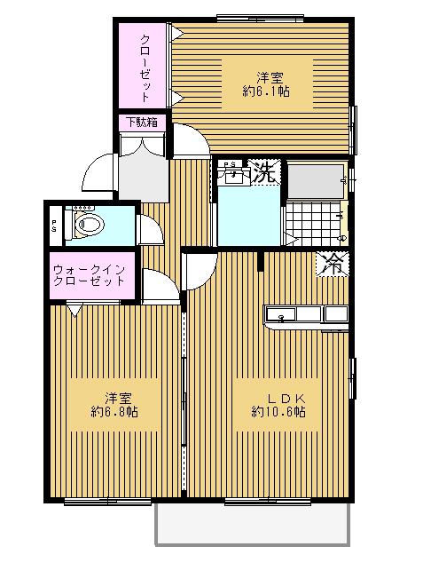 プレシアンスマキ弐番館(2LDK/2階)の間取り写真