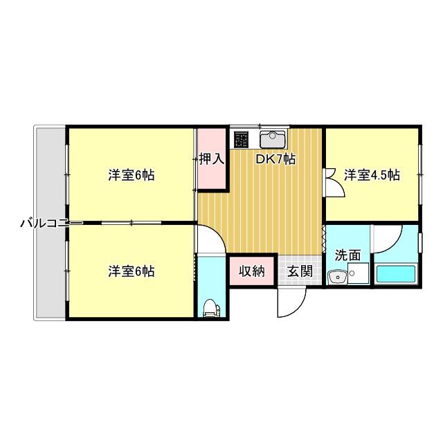 ファーシル(3DK/4階)の間取り写真