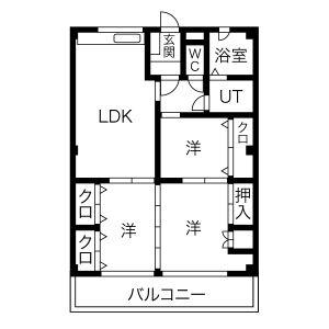 ディスティーノ高富(3LDK/1階)の間取り写真