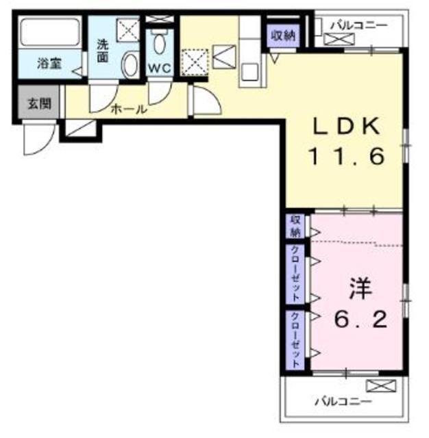 グラシオッソ デーア(1LDK/2階)の間取り写真