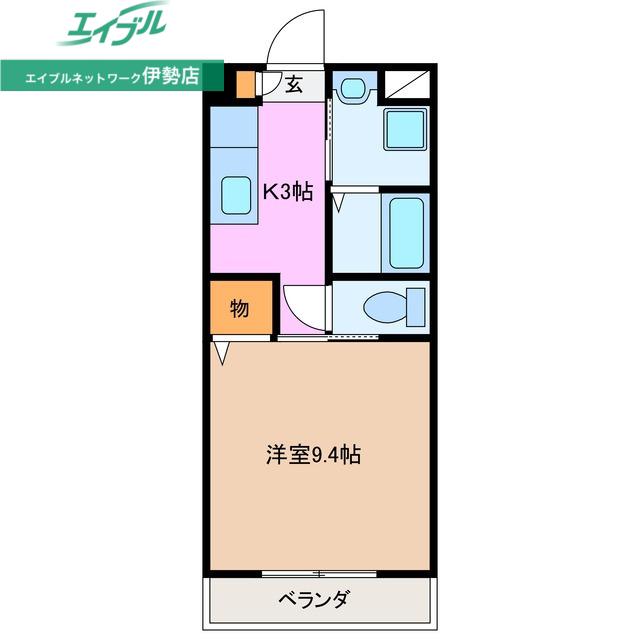 テージスII(1K/3階)の間取り写真