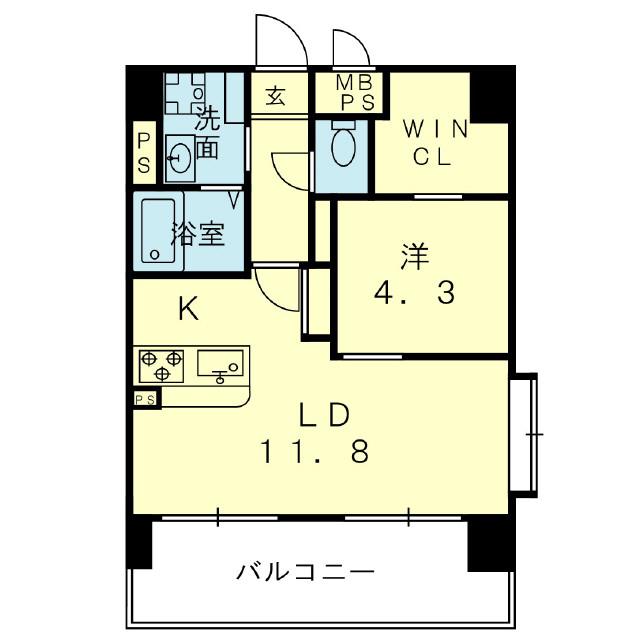SQUARE11(1LDK/8階)の間取り写真