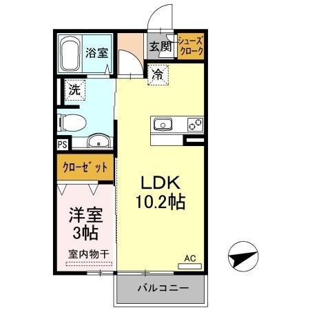 サンライズ豊益 西大浜(1LDK/2階)の間取り写真