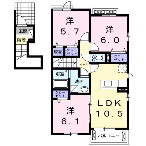 フォンテーヌ(3LDK/2階)の間取り写真