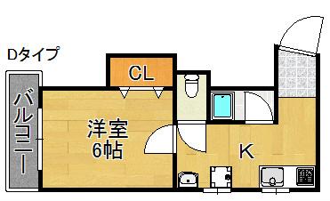 豊グランドハイツ(1K/5階)の間取り写真