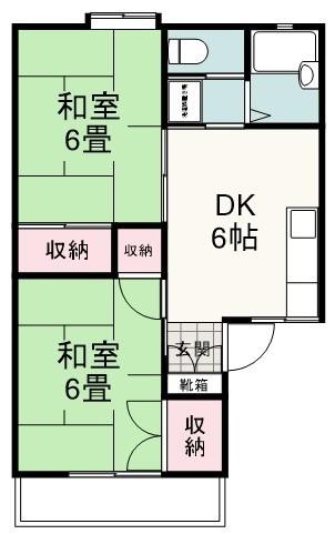 アンビエンテ八坂(2DK/1階)の間取り写真