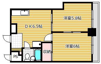第一中清ビル(2DK/2階)の間取り写真