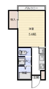 ドミール西口B棟(1K/2階)の間取り写真